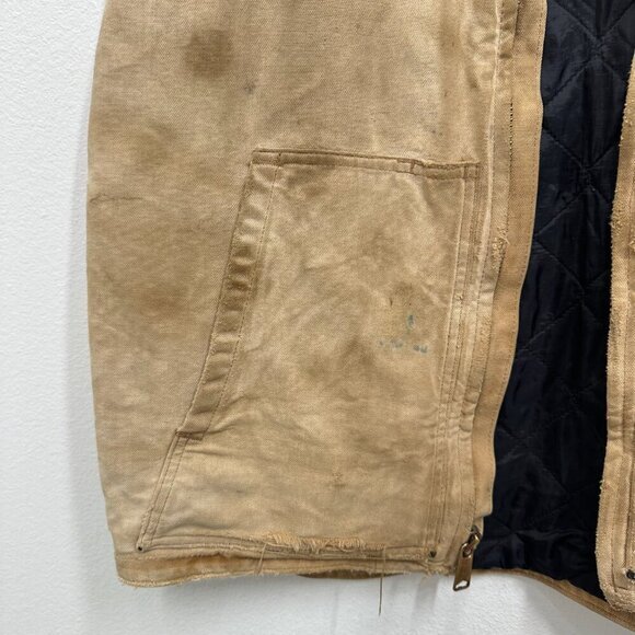 Carhartt Loose Fit Washed Duck Insulated Rib Collar Vest Destroyed Thrashed LT - Picture 4 of 9
